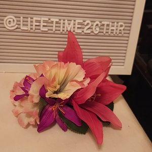 Floral Pink Lilies Handmade Hair Clip